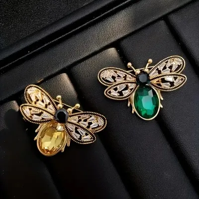 Crystal Stone Butterfly Bee Hijab Brooch